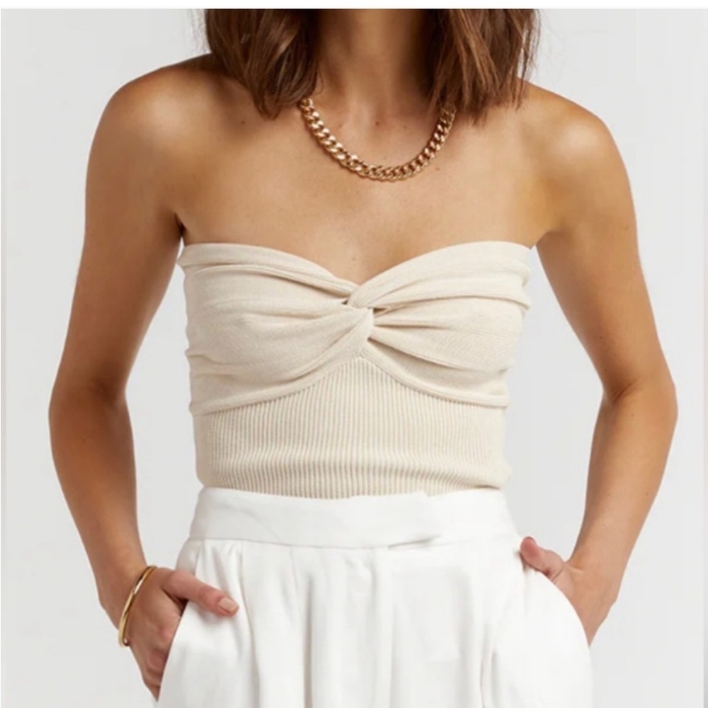 DISSH strapless knit top in cream